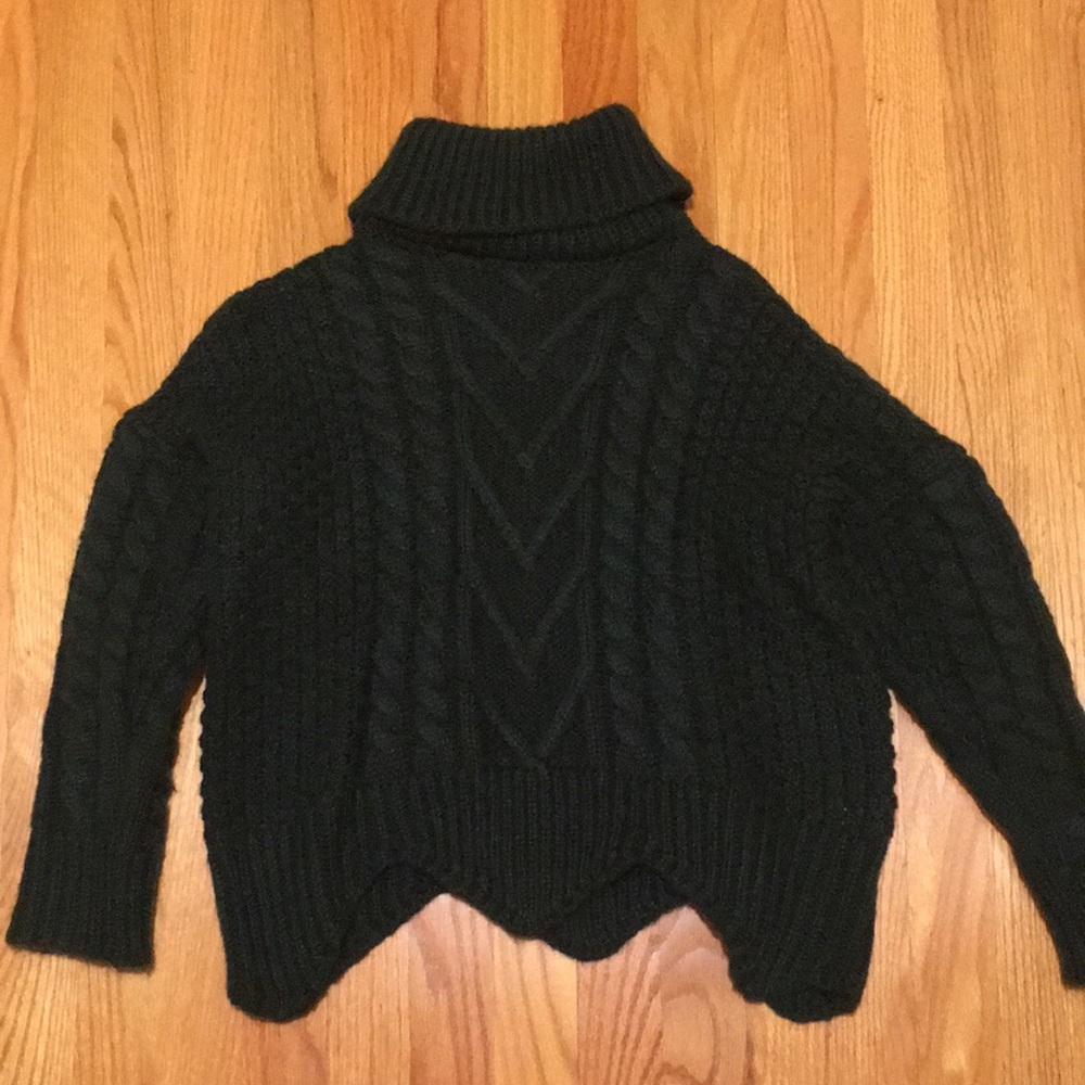 Green cable knit sweater